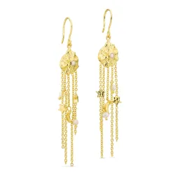 pärla kedja örhängen i förgylld mässing - Eliné