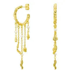 pärla kedja örhängen i förgylld mässing - Eliné