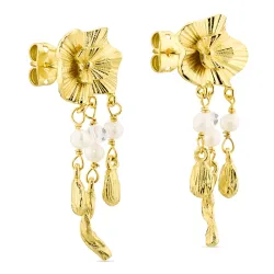 pärla örhängen i förgylld mässing - Eliné