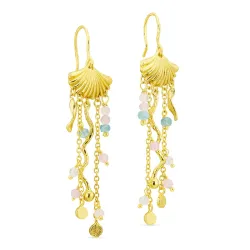 långa kedja örhängen i förgylld mässing - Eliné