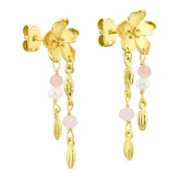 rosa kedja örhängen i förgylld mässing - Eliné