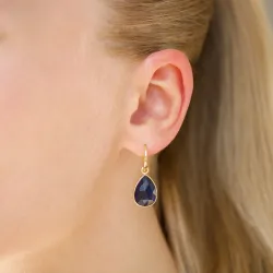 syntetisk blå safir örhängen i förgylld mässing - Loom Stones