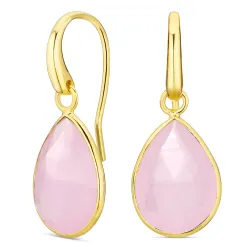 rosa krystal örhängen i förgylld mässing - Loom Stones