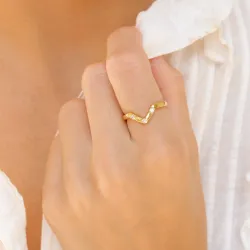 zirkon ring i förgylld mässing - Eliné