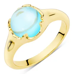 blå kristal ring i förgylld mässing - Loom Stones
