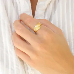blad ring i förgylld mässing - Eliné