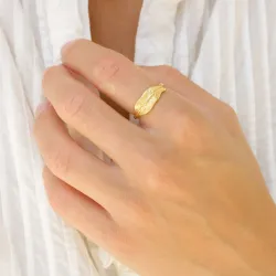 blad ring i förgylld mässing - Pure Nature