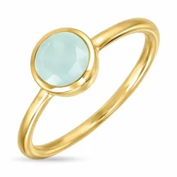 aqua kristal ring i förgylld mässing - Loom Stones
