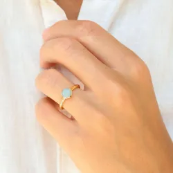 aqua kristal ring i förgylld mässing - Loom Stones