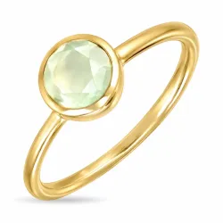 ljusgrön kristal ring i förgylld mässing - Loom Stones