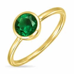 grön kristal ring i förgylld mässing - Loom Stones