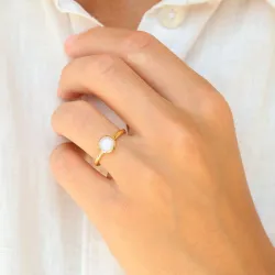 månsten ring i förgylld mässing - Loom Stones