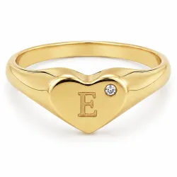 bokstav e zirkon ring i förgylld mässing - My Letter