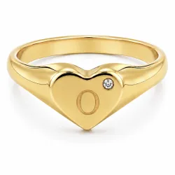 bokstav o zirkon ring i förgylld mässing - My Letter