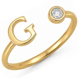 bokstav g zirkon ring i förgylld mässing - My Letter