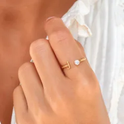 bokstav j zirkon ring i förgylld mässing - My Letter