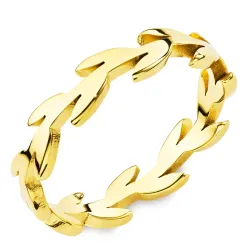 vattentät blad ring i förgyllt stål - OCEANA