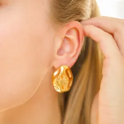 vattentät örhängen i förgyllt stål - OCEANA