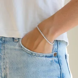 vattentät zirkon tennisarmband i stål - OCEANA