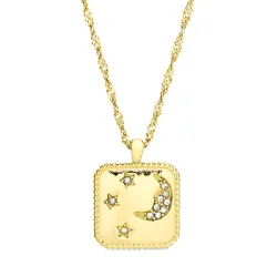 vattentät måne och stjärna halsband i förgyllt stål - OCEANA