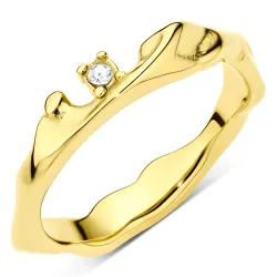 vattentät zirkon ring i förgyllt stål - OCEANA