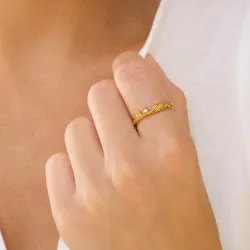 vattentät zirkon ring i förgyllt stål - OCEANA