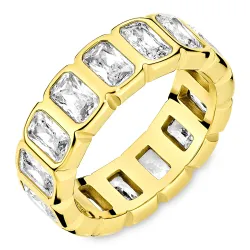 vattentät zirkon ring i förgyllt stål - OCEANA