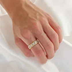 vattentät zirkon ring i förgyllt stål - OCEANA