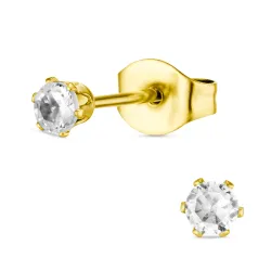 3 mm vattentät zirkon örhängestift i förgyllt stål - OCEANA