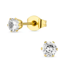 4 mm vattentät zirkon örhängestift i förgyllt stål - OCEANA