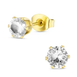 5 mm vattentät zirkon örhängestift i förgyllt stål - OCEANA