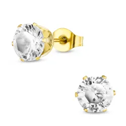 7 mm vattentät zirkon örhängestift i förgyllt stål - OCEANA