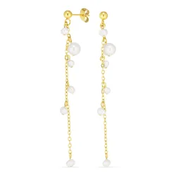 vattentät pärla kedja örhängen i förgyllt stål - OCEANA