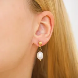 vattentät pärla örhängen i förgyllt stål - OCEANA