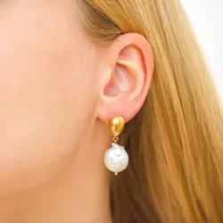 vattentät pärla örhängen i förgyllt stål - OCEANA