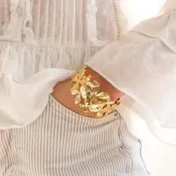 vattentät blommor armring i förgyllt stål - OCEANA