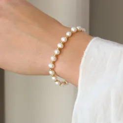 vattentät pärla armband i förgyllt stål - OCEANA