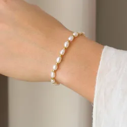 vattentät pärla armband i förgyllt stål - OCEANA