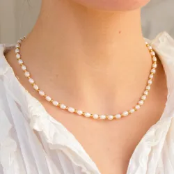 vattentät pärla halsband i förgyllt stål - OCEANA