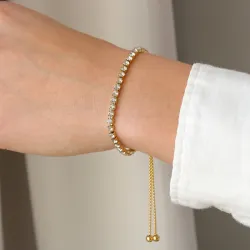 vattentät zirkon armband i förgyllt stål - OCEANA