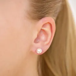 7 mm vattentät vit pärla örhängestift i förgyllt stål - OCEANA