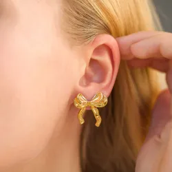 vattentät rosett örhängen i förgyllt stål - OCEANA