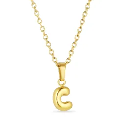 vattentät bokstav c halsband i förgyllt stål - OCEANA