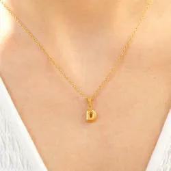 vattentät bokstav d halsband i förgyllt stål - OCEANA