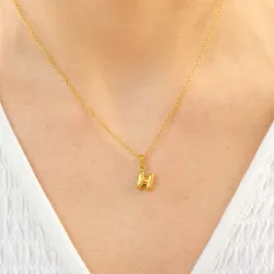 vattentät bokstav h halsband i förgyllt stål - OCEANA