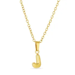vattentät bokstav j halsband i förgyllt stål - OCEANA