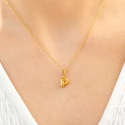 vattentät bokstav p halsband i förgyllt stål - OCEANA