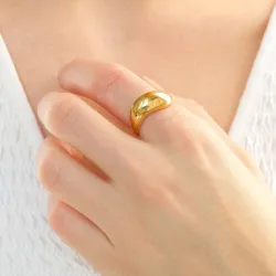 vattentät ring i förgyllt stål - OCEANA