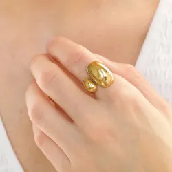 vattentät ring i förgyllt stål - OCEANA