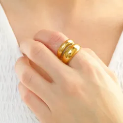 vattentät ring i förgyllt stål - OCEANA